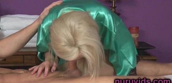  Sweet blonde masseuse sucking cock